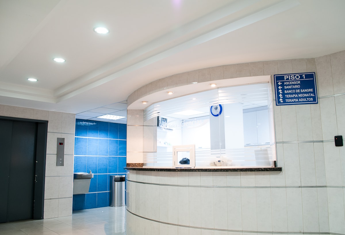 Modern hospital corridor representing the need for medical-grade elevator solutions in Dubai healthcare facilities